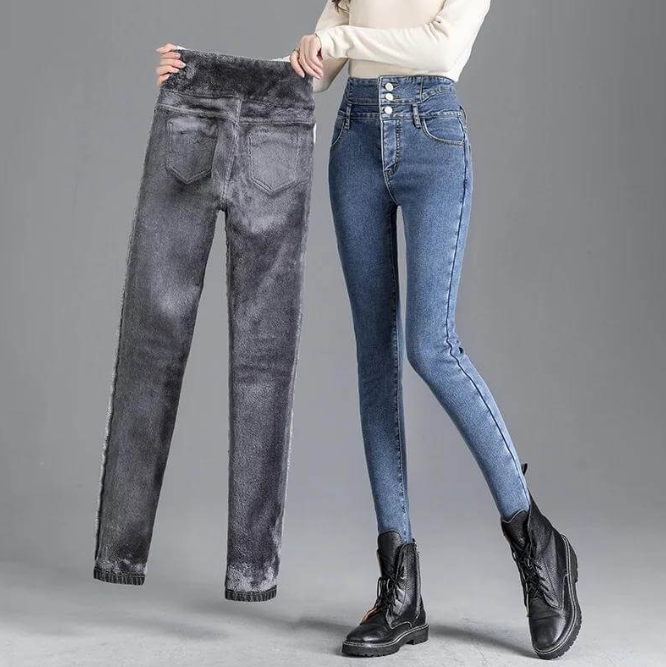 Jhene | Skinny fleecejeans | 60% KORTING