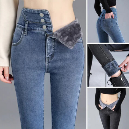 Jhene | Skinny fleecejeans | 60% KORTING